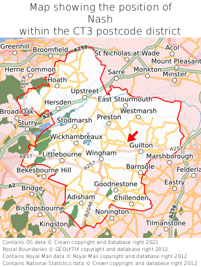 Map showing location of Nash within CT3