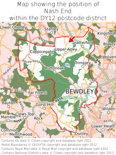 Map showing location of Nash End within DY12