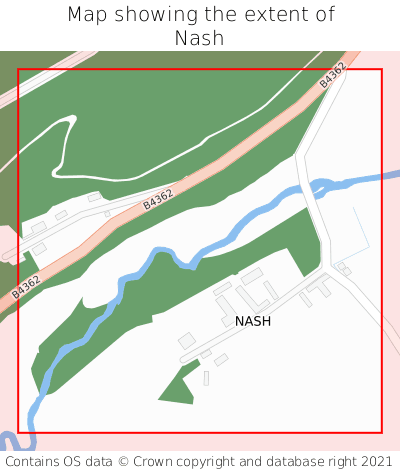 Map showing extent of Nash as bounding box