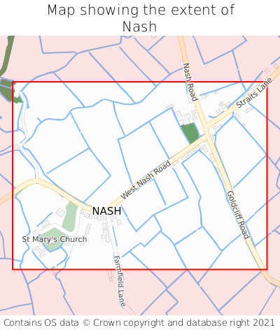 Map showing extent of Nash as bounding box