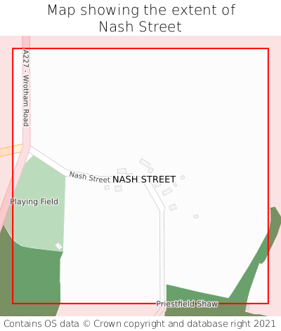 Map showing extent of Nash Street as bounding box