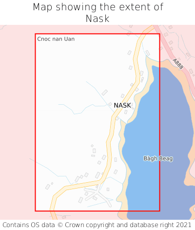Map showing extent of Nask as bounding box