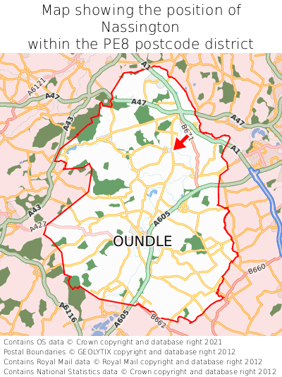 Map showing location of Nassington within PE8