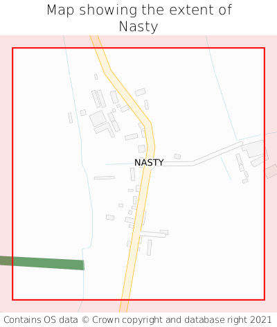 Map showing extent of Nasty as bounding box