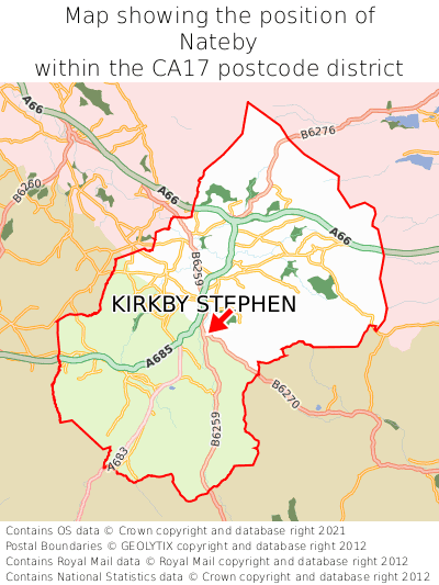 Map showing location of Nateby within CA17