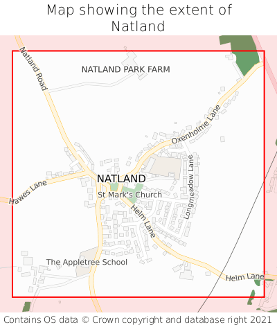Map showing extent of Natland as bounding box