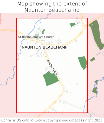 Map showing extent of Naunton Beauchamp as bounding box