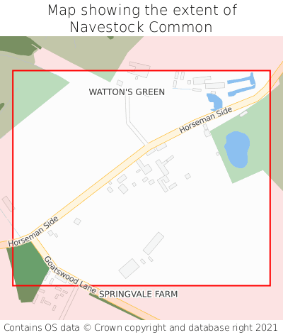 Map showing extent of Navestock Common as bounding box
