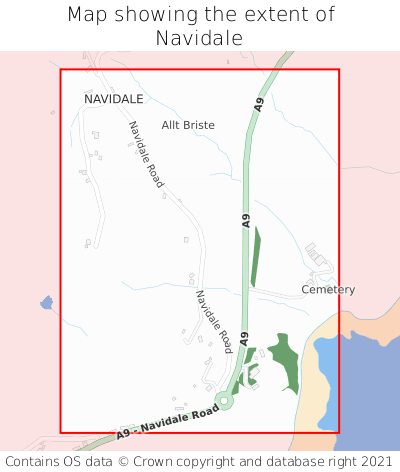 Map showing extent of Navidale as bounding box