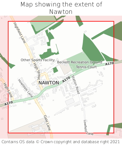 Map showing extent of Nawton as bounding box