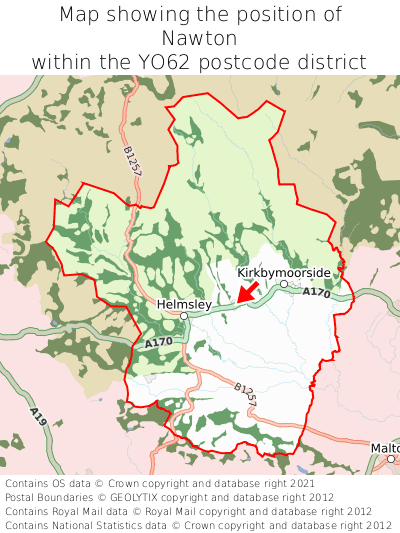 Map showing location of Nawton within YO62