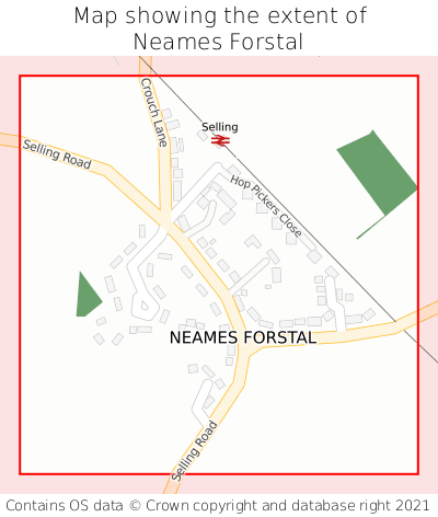Map showing extent of Neames Forstal as bounding box