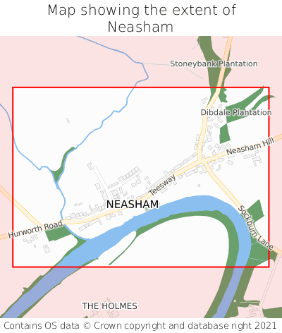 Map showing extent of Neasham as bounding box