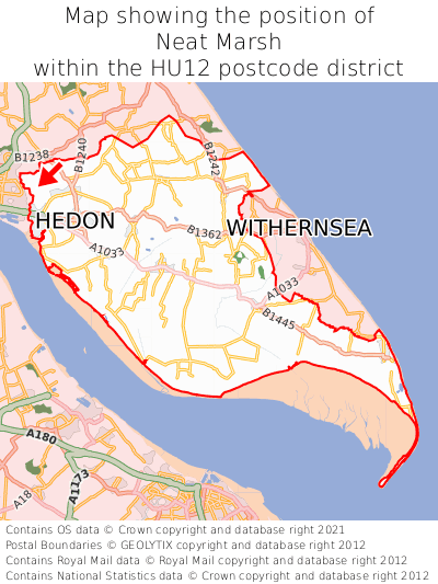 Map showing location of Neat Marsh within HU12