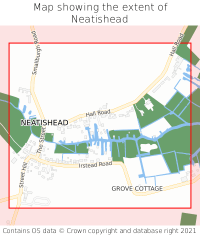 Map showing extent of Neatishead as bounding box
