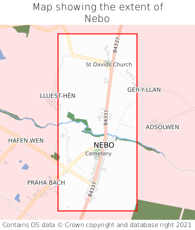 Map showing extent of Nebo as bounding box