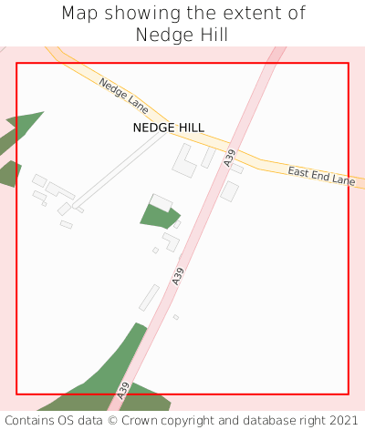 Map showing extent of Nedge Hill as bounding box