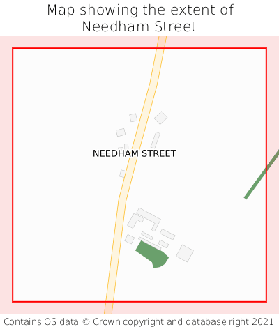Map showing extent of Needham Street as bounding box