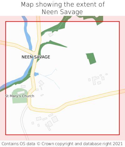 Map showing extent of Neen Savage as bounding box