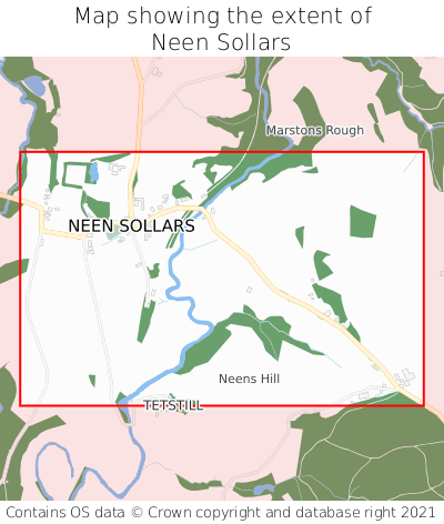 Map showing extent of Neen Sollars as bounding box