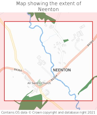 Map showing extent of Neenton as bounding box