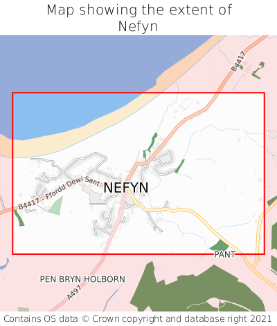 Map showing extent of Nefyn as bounding box