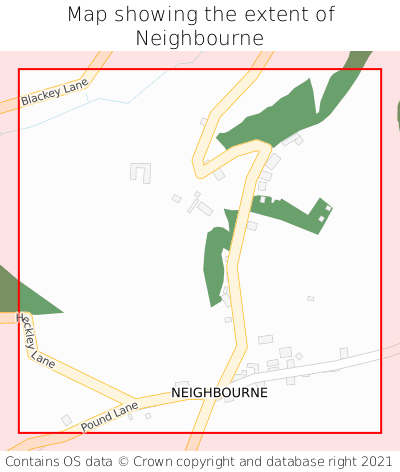 Map showing extent of Neighbourne as bounding box
