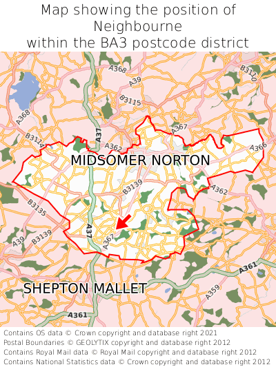 Map showing location of Neighbourne within BA3