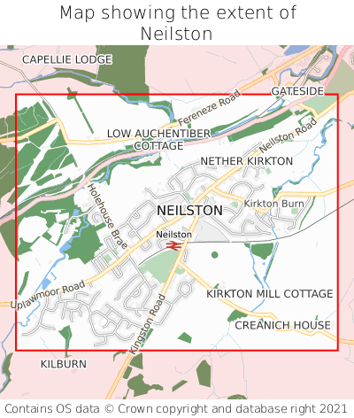 Map showing extent of Neilston as bounding box