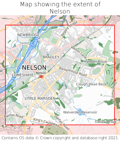 Map showing extent of Nelson as bounding box