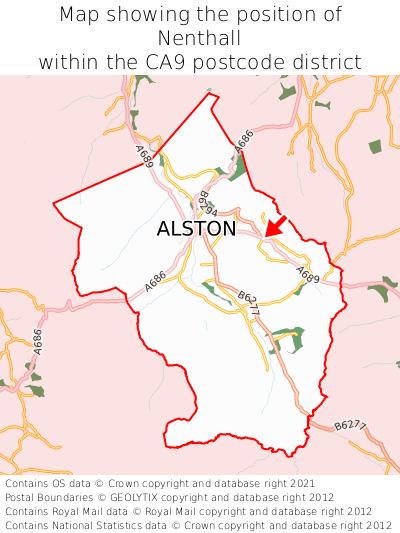 Map showing location of Nenthall within CA9