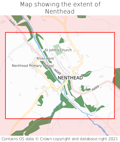 Map showing extent of Nenthead as bounding box