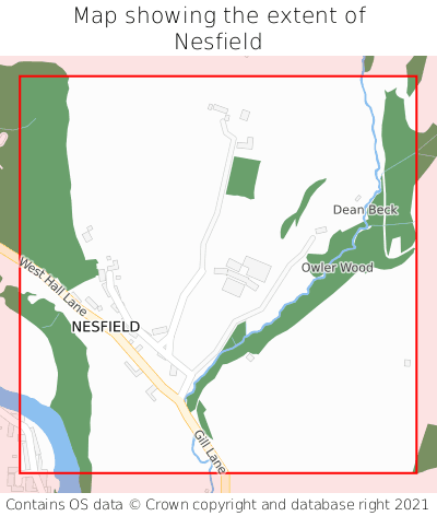 Map showing extent of Nesfield as bounding box