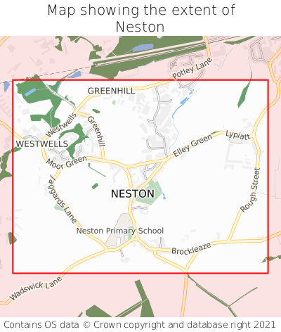 Map showing extent of Neston as bounding box