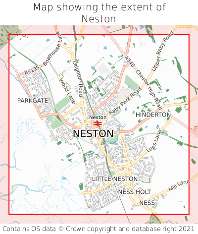 Map showing extent of Neston as bounding box