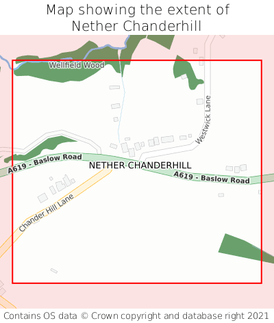 Map showing extent of Nether Chanderhill as bounding box