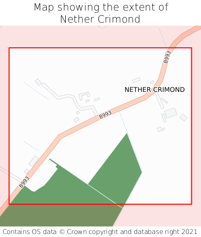 Map showing extent of Nether Crimond as bounding box