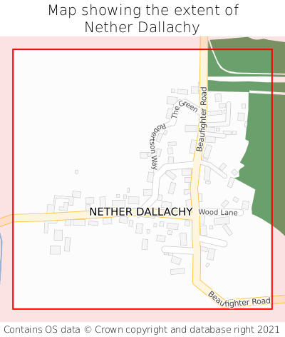 Map showing extent of Nether Dallachy as bounding box