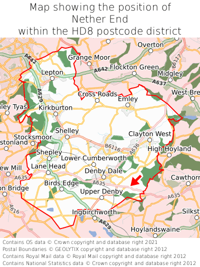 Map showing location of Nether End within HD8