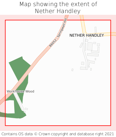 Map showing extent of Nether Handley as bounding box