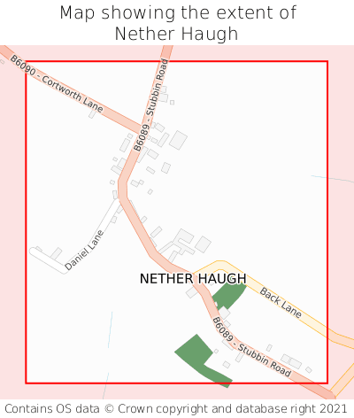 Map showing extent of Nether Haugh as bounding box