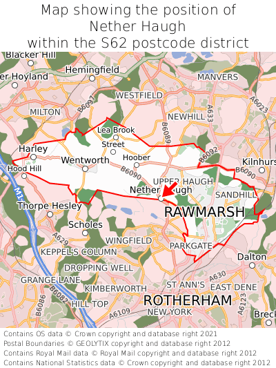 Map showing location of Nether Haugh within S62