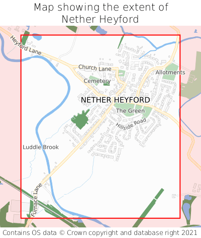 Map showing extent of Nether Heyford as bounding box
