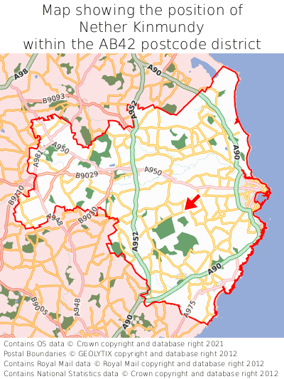 Map showing location of Nether Kinmundy within AB42