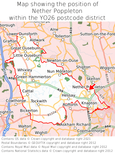 Map showing location of Nether Poppleton within YO26