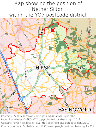 Map showing location of Nether Silton within YO7