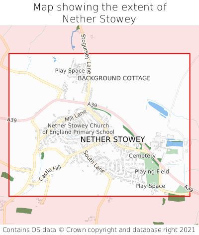Map showing extent of Nether Stowey as bounding box