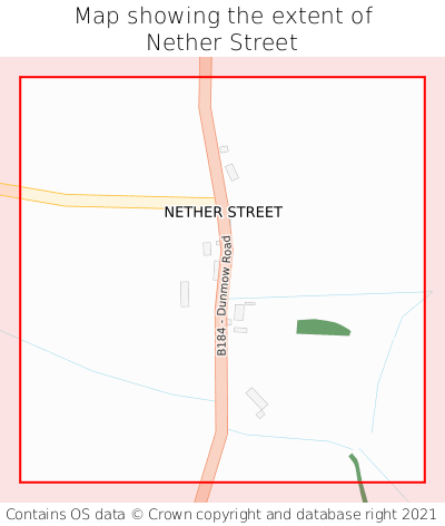 Map showing extent of Nether Street as bounding box
