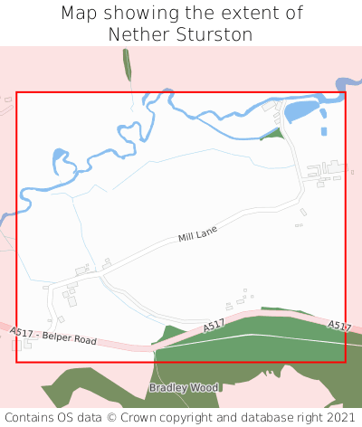 Map showing extent of Nether Sturston as bounding box