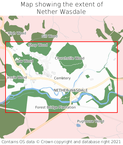 Map showing extent of Nether Wasdale as bounding box